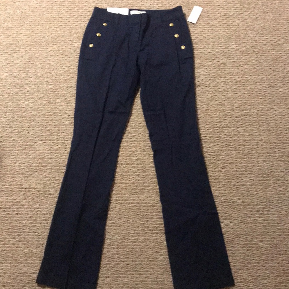 Nautica Navy Blue Women’s Sailor-Inspired Pants with Gold Buttons